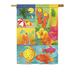 Bay Isle Home™ Tellier Tropical Collage 2-Sided Polyester House Flag Metal in Red/Yellow | 40 H x 28 W in | Wayfair