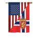 Trinx American Norway Friendship 2-Sided Polyester 40 x 28 in. Garden Flag in Blue/Red | 40 H x 28 W in | Wayfair CD8B7FD6F13243019C5E5101B6D37C24