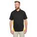 Harriton M586 Men's Flash IL Colorblock Short Sleeve Shirt in Black/Snry Yellow size Medium | Cotton/Polyester Blend