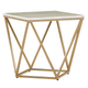 Beistelltisch Beige MDF Marmor Optik quadratisch 50x50 cm mit goldenem Metallgestell Modern Glamour Stil Sofatisch Wohnzimmer Salon Möbel