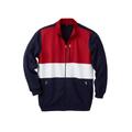 Men's Big & Tall Full-Zip Fleece Jacket by KingSize in Navy Colorblock (Size L)