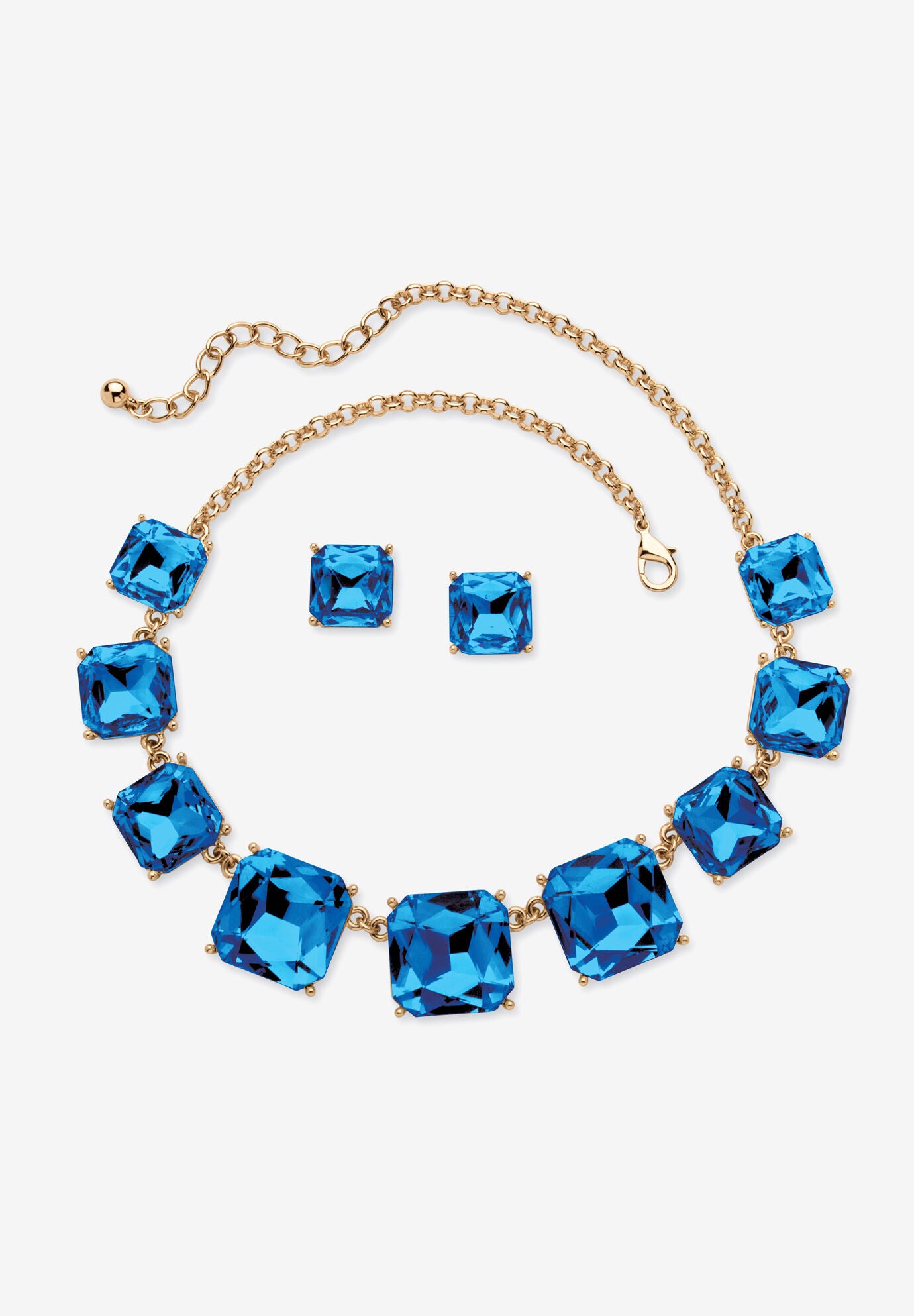 Women's Gold Tone Necklace and Earring Set, Princess Cut Simulated Birthstones by PalmBeach Jewelry in September