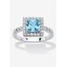 Women's Simulated Birthstone and Crystal Halo Ring in Sterling Silver by PalmBeach Jewelry in March (Size 8)