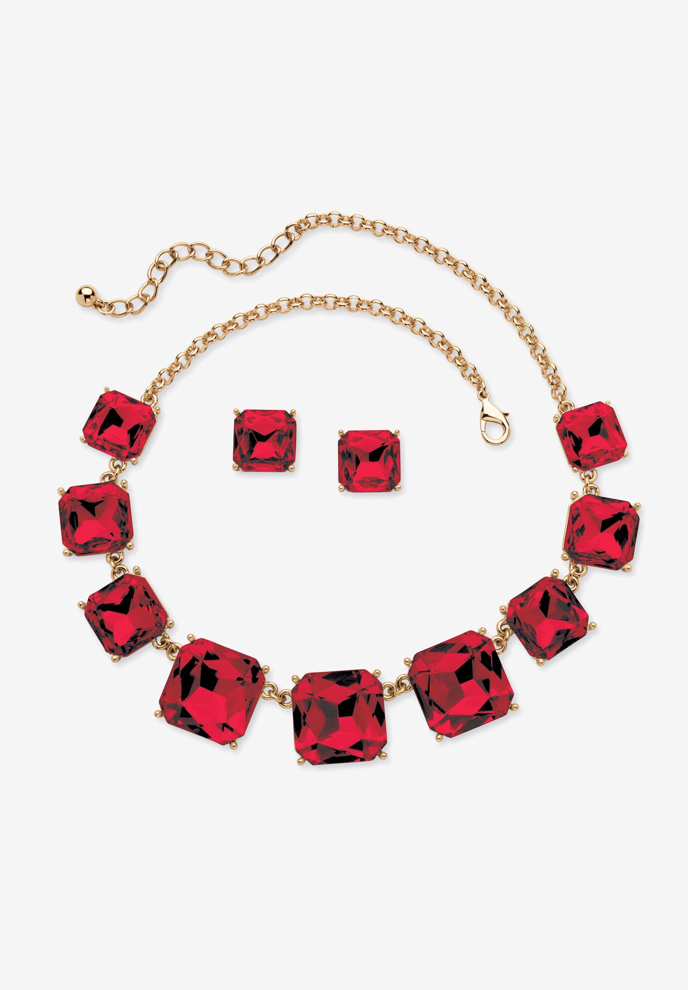 Women's Gold Tone Necklace and Earring Set, Princess Cut Simulated Birthstones by PalmBeach Jewelry in July