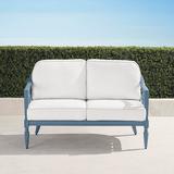 Avery Loveseat with Cushions in Moonlight Blue Finish - Rain Resort Stripe Cobalt - Frontgate