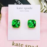 Kate Spade Jewelry | Kate Spade Emerald Green Glitter Earrings Gold | Color: Gold/Green | Size: Os