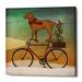 The Holiday Aisle® Lab on Bike Christmas by Ryan Fowler - Wrapped Canvas Graphic Art Print Canvas in Green/Orange | 26 H x 26 W x 1.25 D in | Wayfair