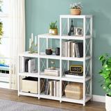 Latitude Run® Haariys 51.57" H x 45.66" W Steel Step Bookcase in White | 51.57 H x 45.66 W x 11.81 D in | Wayfair 821C2B82AD6F452EB8D0AC2AABA8BD22