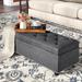 Alcott Hill® 46.9" Wide Tufted Rectangle Storage Ottoman Faux Leather in Gray/Black | 16.73 H x 46.85 W x 16.73 D in | Wayfair