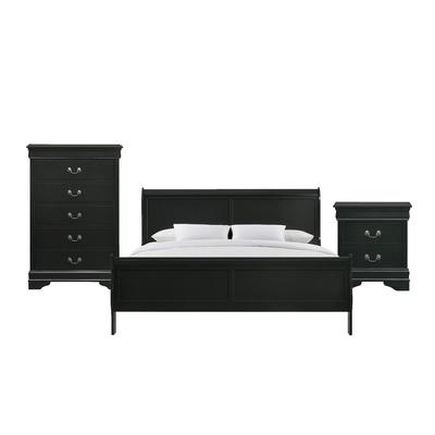 Ellington King Panel 3PC Bedroom Set in Black - Pi...