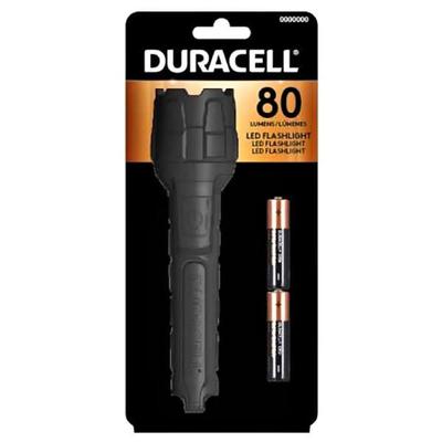 Duracell 00874 - Black Rubber LED Flashlight (Batteries Included) (DURACELL RUBBER LED FLASHLIGHT, 80 LUMENS, 1 MODE, 2-AAA)