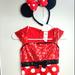 Disney Costumes | Disney Minnie Mouse Red Dress With Ears | Color: Red | Size: 10-12