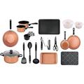 Gr8 Home 21 Piece Copper Student Kitchen Starter Kit Saucepan Utensil Pans Pots Cookware Bakeware Set