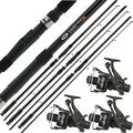 3 NGT CARP MAX 12FT 2PC CARP COARSE FISHING ROD 3 XPR 6000 CARP REEL ROD SET UP