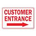 SignMission Customer Entrance Right Arrow Novelty Sign Funny Home Decor Plastic in Red | 10 H x 14 W x 0.1 D in | Wayfair