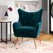 Wingback Chair - Etta Avenue™ Avianna 29.25" Wide Tufted Wingback Chair Wood/Polyester/Velvet/Metal in Brown | 36.5 H x 29.5 W x 27.5 D in | Wayfair