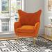 Wingback Chair - Etta Avenue™ Avianna 29.25" Wide Tufted Wingback Chair Wood/Polyester/Velvet/Metal in Orange | 36.5 H x 29.5 W x 27.5 D in | Wayfair