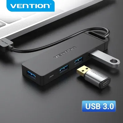 Vention-airies 4 ports USB Type-C vers USB 3.0 répartiteur avec micro alimentation de charge pour