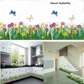 Autocollant Mural en Vinyle pour Bordure de Mur Fleur de Jardin Papillon Art Décor de Chambre de