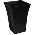 Cheerful Bargains Large Milano Tall Flared Black Planter Square Plastic Garden Flower Plant Pot Gloss Finish - for Indoor and Ourdoor (Pack of 6)