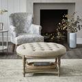 Martha Stewart Cedric Tufted Round Ottoman w/ Storage Polyester in Brown | 19 H x 36 W x 36 D in | Wayfair MT101-0135