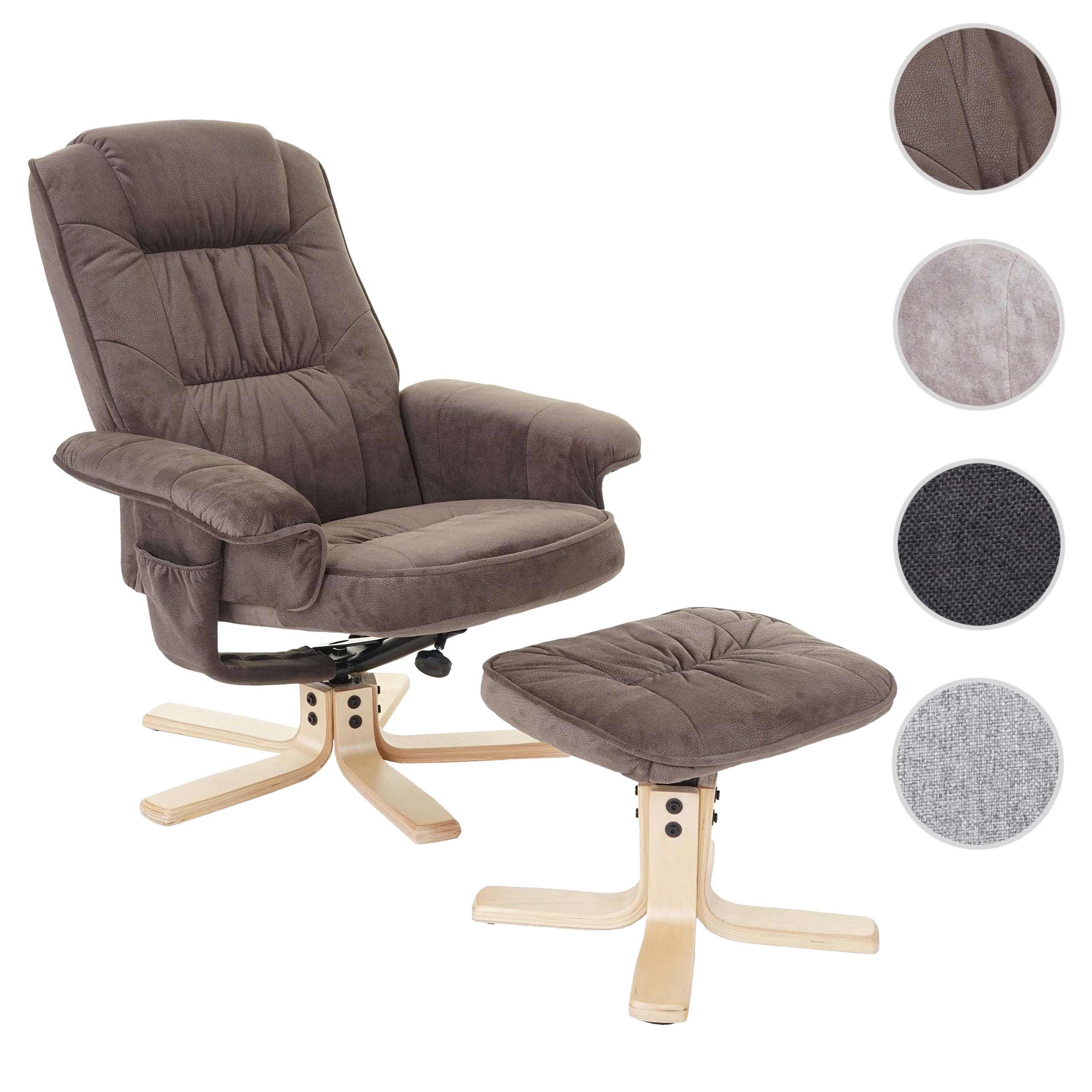 Relaxsessel M56, Fernsehsessel TV-Sessel mit Hocker, Stoff/Textil, FSC®-zertifiziert ~ dunkelgrau Image