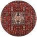 White 36 x 36 x 0.35 in Indoor Area Rug - Bungalow Rose Oriental Red Area Rug Polyester/Wool | 36 H x 36 W x 0.35 D in | Wayfair