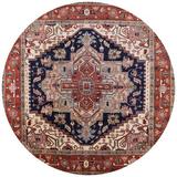 Blue/Red 72 x 72 x 0.35 in Indoor Area Rug - Bungalow Rose Oriental Red/Blue Area Rug Polyester/Wool | 72 H x 72 W x 0.35 D in | Wayfair