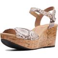 Clarks Women's Annadel Mystic Wedge Sandal, Natural Snake Synthetic, 8 UK