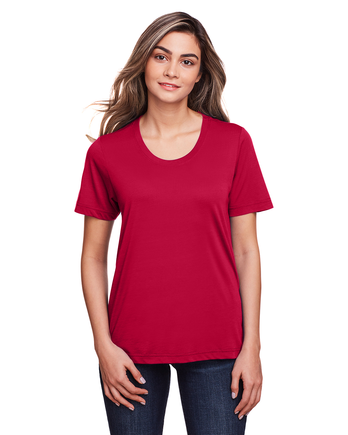 CORE365 CE111W Women's Fusion ChromaSoft Performance T-Shirt in Classic Red size Small | Polyester