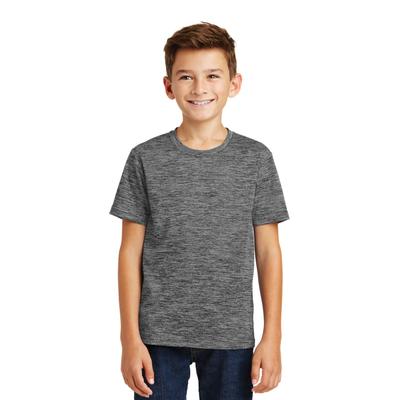 Sport-Tek YST390 Youth PosiCharge Electric Heather Top in Grey Black Ele size Large | Polyester