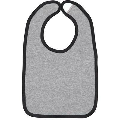 Rabbit Skins RS1004 Infant Contrast Trim Bib in Granite Heather/Black | Cotton 1004, LA1004