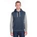 J America JA8877 Adult Triblend Fleece Sleeveless Hooded Sweatshirt in True Navy Blue size XL 8877