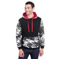 Code Five 3967 Men's Fashion Camo Hooded Sweatshirt in Black/Urban Wd/Red size Medium | Ringspun Cotton LA3967