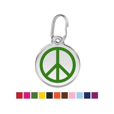 Red Dingo Peace Sign Stainless Steel Personalized Dog & Cat ID Tag, Green, Medium