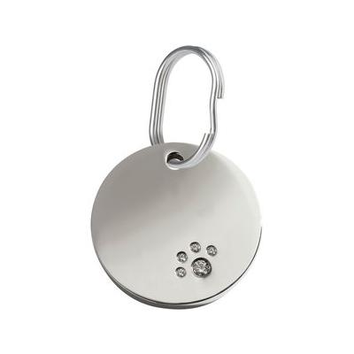Red Dingo Circle Crystal Diamante Stainless Steel Personalized Dog & Cat ID Tag, Large