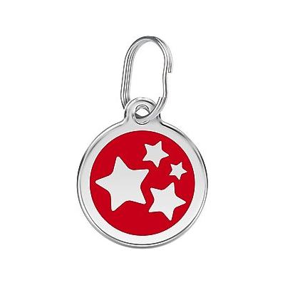 Red Dingo Star Stainless Steel Personalized Dog & Cat ID Tag, Red, Large