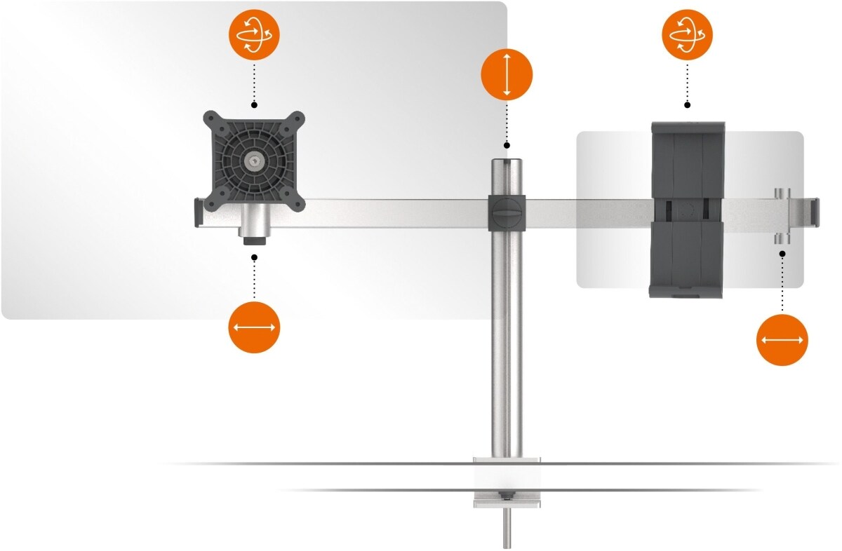 Durable Monitorhalter mit Arm für 1 Monitor+1 Tablet silber Tischklemme Image