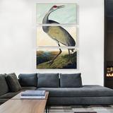 ARTCANVAS Sandhill Crane by James Audubon - 3 Piece Wrapped Canvas Painting Print Set Metal in Blue/Green/Red | 60 H x 40 W x 1.5 D in | Wayfair