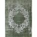 Green/White 84 x 60 x 0.35 in Indoor Area Rug - Ophelia & Co. Henri Oriental Area Rug Polyester/Wool | 84 H x 60 W x 0.35 D in | Wayfair