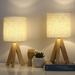 George Oliver Dav 14.57" Brown Table Lamp Set Linen/Solid Wood in Brown/White | 14.57 H x 7.09 W x 7.09 D in | Wayfair