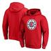 Men's Fanatics Branded Red LA Clippers Icon Primary Logo Fitted Pullover Hoodie