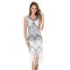 Women's 1920s Style Beaded Deco Flapper Dress Vintage Inspired Sequin Embellished Fringe Gatsby Dress(White M)