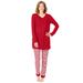 Plus Size Women's Henley Tunic & Jogger PJ Set by Only Necessities in Classic Red Stripe (Size 14/16) Pajamas