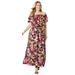 Plus Size Women's Off-The-Shoulder Maxi Dress by Jessica London in Pink Burst Watercolor Floral (Size 14 W)