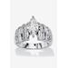 Women's Platinum over Silver Marquise Cut Engagement Ring by PalmBeach Jewelry in Cubic Zirconia (Size 10)