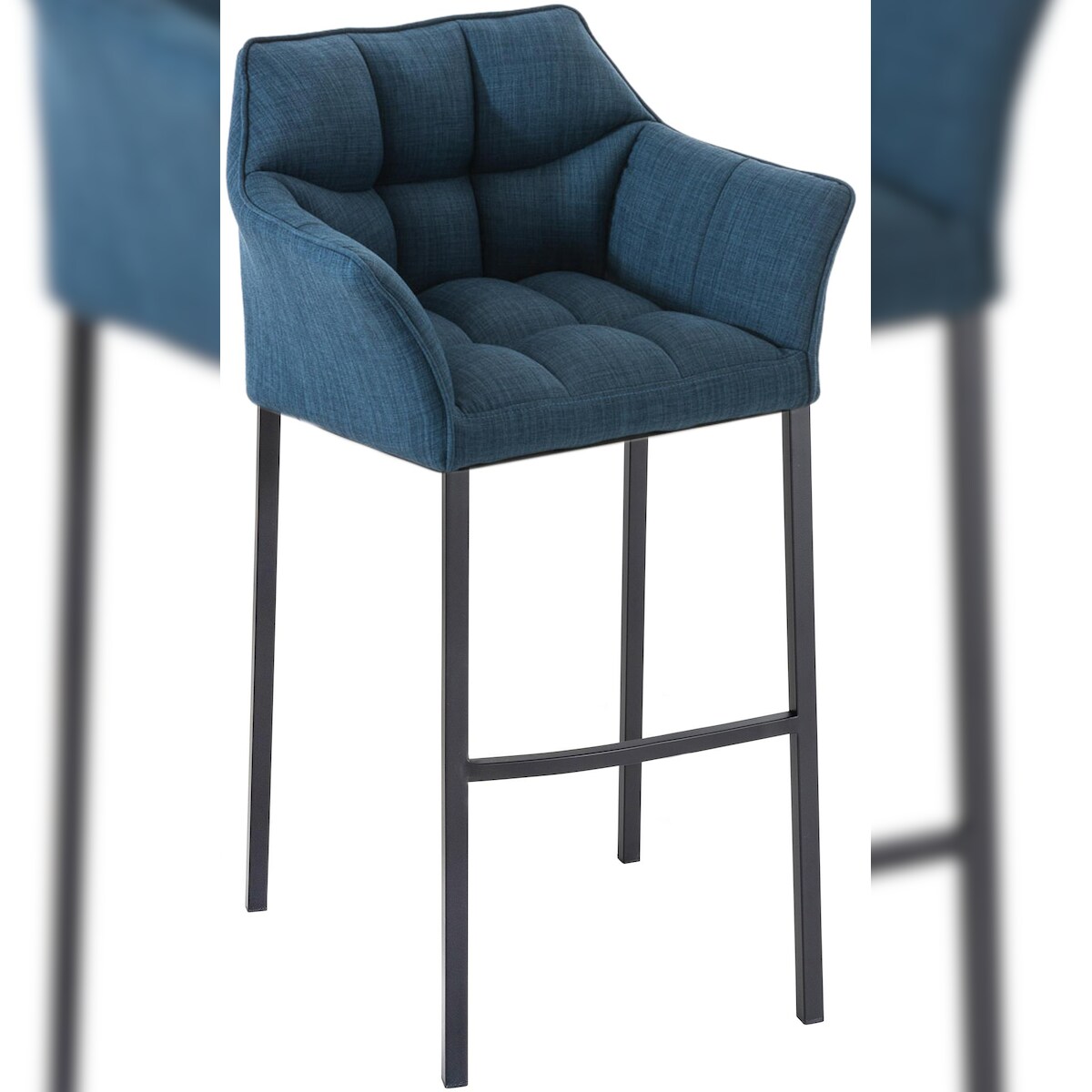 CLP Barhocker Damaso Stoff mit Vierfußgestell blau/schwarz Image