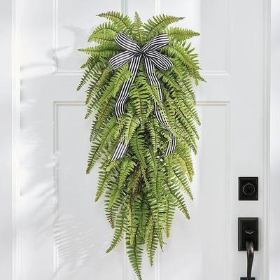 Classic Fern Door Swag With Ribbon - Grandin Road