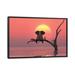 East Urban Home Elephant & Dog Are Sitting on a Tree at Red Sunset by Mike Kiev - Painting Print Canvas/Metal in Red/Yellow | Wayfair
