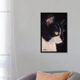 East Urban Home Tuxedo Cat by Hippie Hound Studios - Print Canvas in Black/Green/White | 26 H x 18 W x 1.5 D in | Wayfair